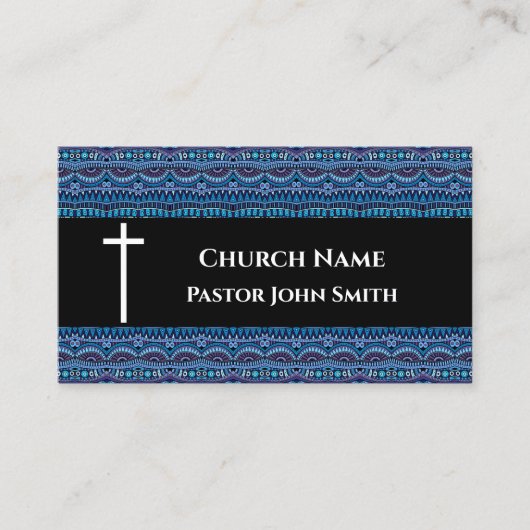 Church Pastor Blue Abstract Christian 名刺 (正面)