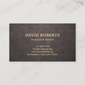Church Pastor Elegant Dark Leather Gold Border 名刺 (裏面)