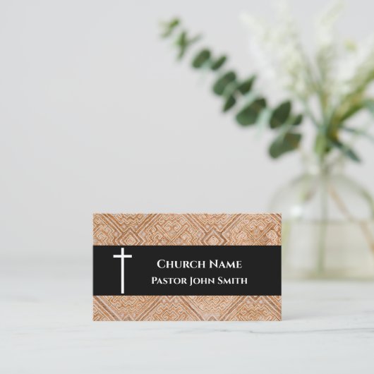 Church Pastor Geometric Pattern Christian 名刺 (スタンド正面)
