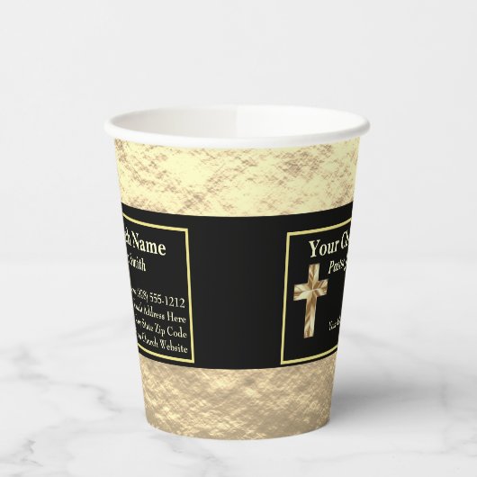 Church Pastor Gold And Black Classy 紙コップ (左)