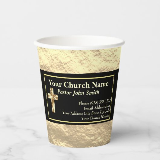 Church Pastor Gold And Black Classy 紙コップ (正面)