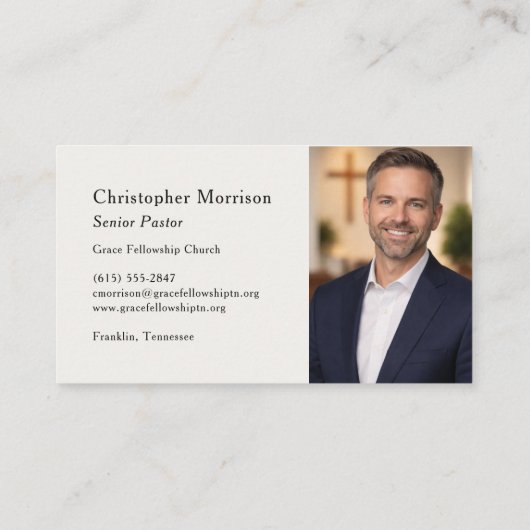 Church Pastor Photo 名刺 (裏面)