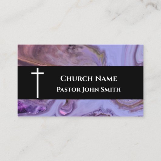 Church Pastor Purple Marble Christian 名刺 (正面)