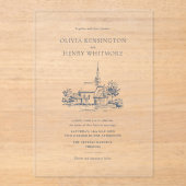 Church Venue Sketch Minimalist Wedding  アクリル招待状 (正面)