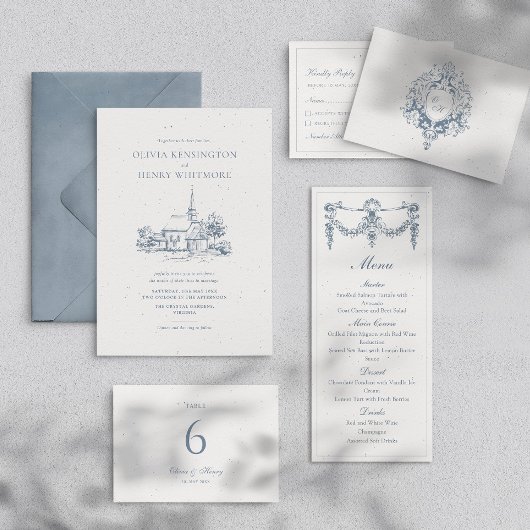 Church Venue Sketch Minimalist Wedding  アクリル招待状