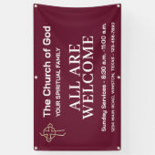 Church Welcome Sign Hanging Banner With Your Logo 横断幕 (縦)