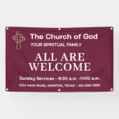 Church Welcome Sign Hanging Banner With Your Logo 横断幕 (横)