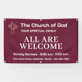 Church Welcome Sign Hanging Banner With Your Logo 横断幕