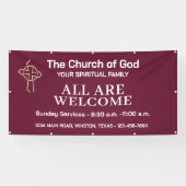 Church Welcome Sign Hanging Banner With Your Logo 横断幕 (横)