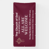 Church Welcome Sign Hanging Banner With Your Logo 横断幕 (縦)