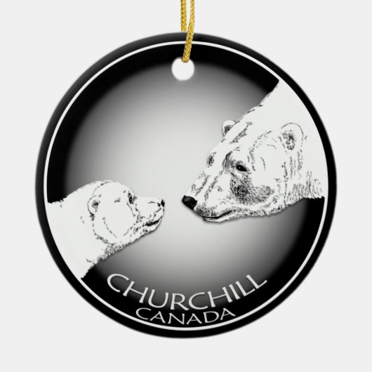 Churchillのオーナメントのパーソナライズな白くまSouveni セラミックオーナメント (正面)