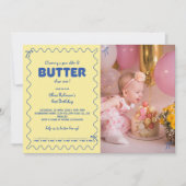 Churning a Year Older Butter Birthday Photo 招待状 (正面)