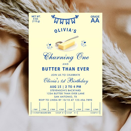 Churning One Butter Than Ever Buttery 1st Birthday 招待状