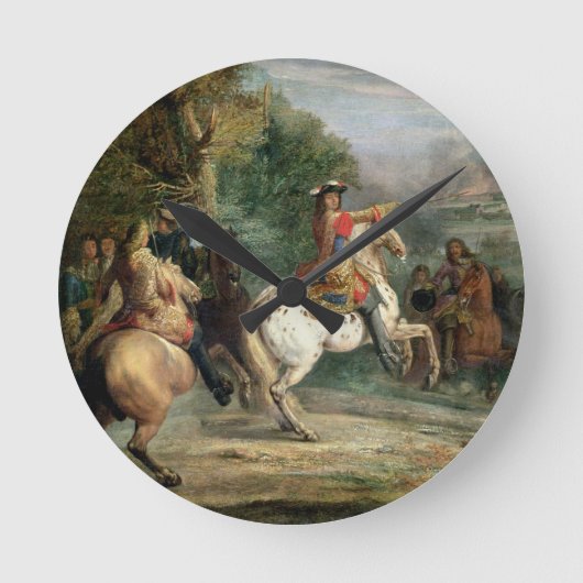 CIの包囲を監督するルイ14世(1638-1715年) ラウンド壁時計 (正面)
