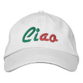 Ciao – あいさつイタリアンき 刺繍入りキャップ (正面)