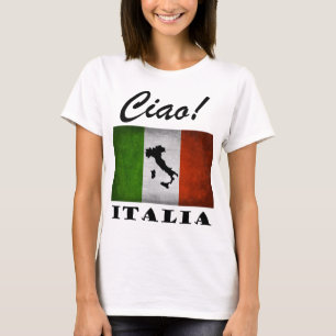 Ciao! イタリアTricoloreのイタリアのイタリアンな旗の地図 Tシャツ