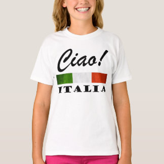 Ciao! イタリアTricolore緑の白く赤いイタリアの旗 Tシャツ