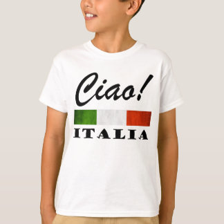 Ciao! イタリアTricolore緑の白く赤いイタリアの旗 Tシャツ