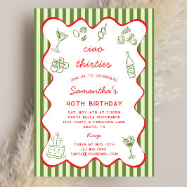 Ciao 30s Italian Pasta Dinner 40th Birthday Party  招待状