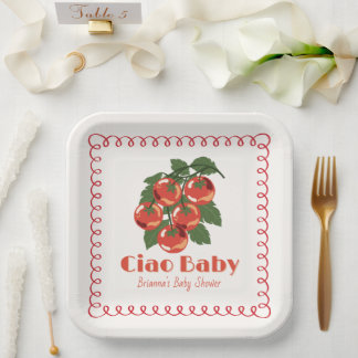 Ciao Baby 赤いトマト イタリアンらくがき ベビーシャワー ペーパープレート