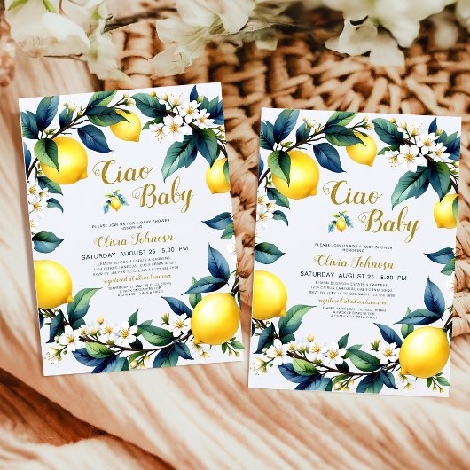 Ciao Baby Amalfi Citrus Lemon Wreath Baby Shower 招待状