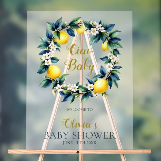 Ciao Baby Amalfi Lemon Wreath Acrylic Welcome Sign アクリルサイン (ニュートラル)