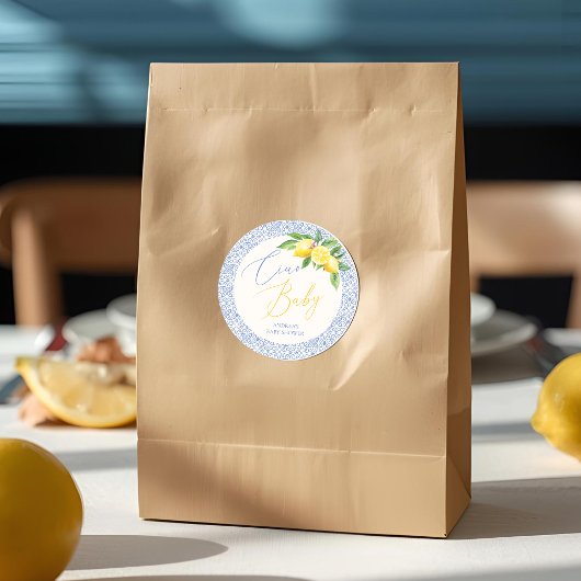 Ciao Baby Bambino Lemon Italian Baby Shower ラウンドシール