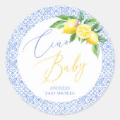 Ciao Baby Bambino Lemon Italian Baby Shower ラウンドシール (正面)