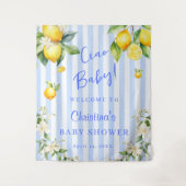 Ciao Baby Blue Citrus Lemons Baby Shower Backdrop タペストリー (正面)