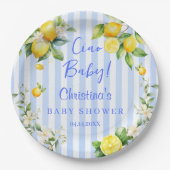Ciao Baby Blue Lemons Baby Shower Paper Plate ペーパープレート (正面)