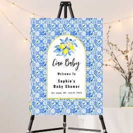 Ciao Baby, Blue Tiles And Lemons Baby Welcome Sign ポスター
