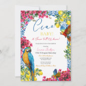Ciao Baby Italian Blue Tile Lemons Baby Shower  招待状 (正面)