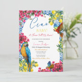 Ciao Baby Italian Blue Tile Lemons Baby Shower  招待状 (スタンド正面)