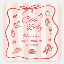 Ciao Baby Italian Lemon Baby Shower Sticker スクエアシール