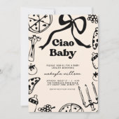 Ciao Baby Italian Pizza Hand Drawn Baby Shower 招待状 (正面)