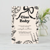 Ciao Baby Italian Pizza Hand Drawn Baby Shower 招待状 (スタンド正面)