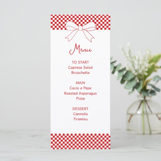 Ciao Baby! Italian Red Bow Gingham Baby Shower  メニュー (スタンド正面)