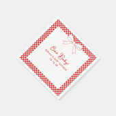 Ciao Baby! Italian Red GIngham Bow Baby Shower スタンダードカクテルナプキン (角)