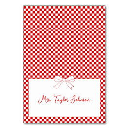 Ciao Baby! Italian Red Gingham Bow Place Card テーブルナンバー