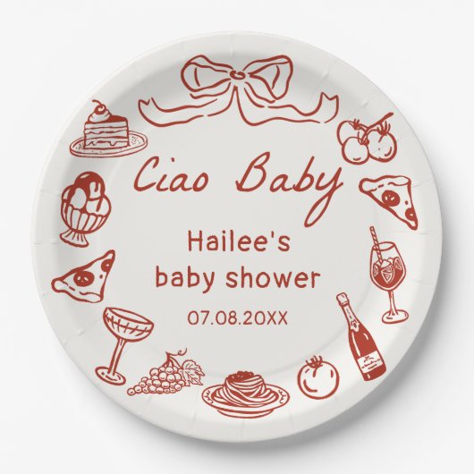Ciao Baby Italian Themed Baby Shower Paper Plates ペーパープレート (正面)