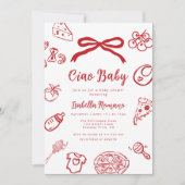 Ciao Baby Italin Hand drawn Pizza Baby shower 招待状 (正面)