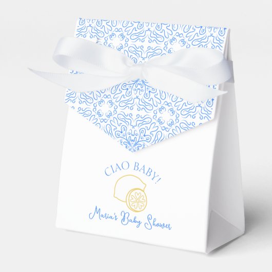 Ciao Baby! Lemon Blue Italian Baby Shower フェイバーボックス (正面サイド)