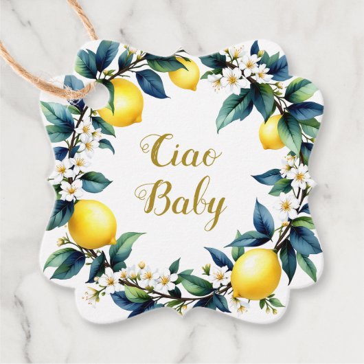 Ciao Baby Lemon Wreath Amalfi Baby Shower  フェイバータグ (正面)