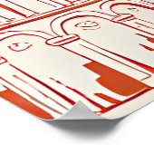 Ciao Baby Line Art Italian Pizza Baby Shower ポスター (角)