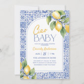 Ciao Baby Mediterranean Tiles Lemon Baby Shower 招待状 (正面)
