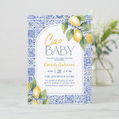 Ciao Baby Mediterranean Tiles Lemon Baby Shower 招待状 (スタンド正面)