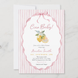 Ciao Baby Pink Lemon Baby Shower 招待状