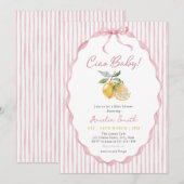 Ciao Baby Pink Lemon Baby Shower 招待状 (正面/裏面)