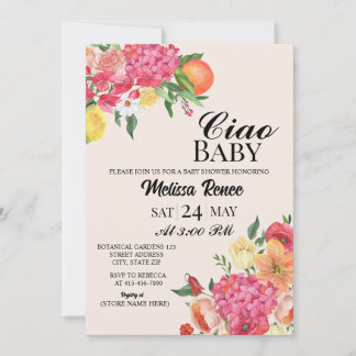 Ciao Baby shower Flower Invitation 招待状