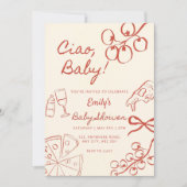 Ciao Baby Shower Invitation: Hand Drawn Italian In 招待状 (正面)